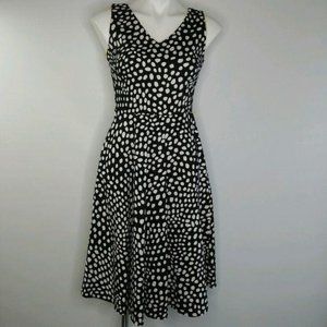 Dress Barn black and white v-neck polka dot dress